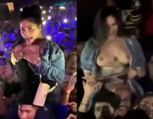 Garotas bêbadas mostram os peitos em show