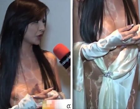 Jennifer Pamplona, a Susi Humana pelada usando um vestido transparente