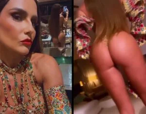 Deborah Secco mostrando o rabão em roupa de carnaval