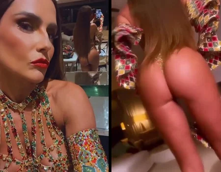 Deborah Secco mostrando o rabão em roupa de carnaval